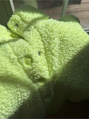 Aerie Oversized Plush Snap Up Sherpa Pullover in Light Lime Yellow Green
